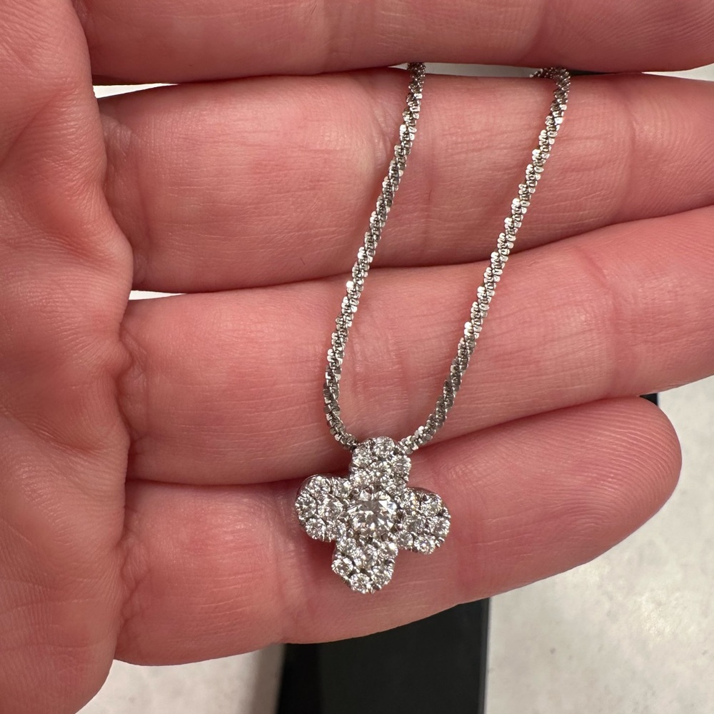 14 K white gold and diamond  necklace